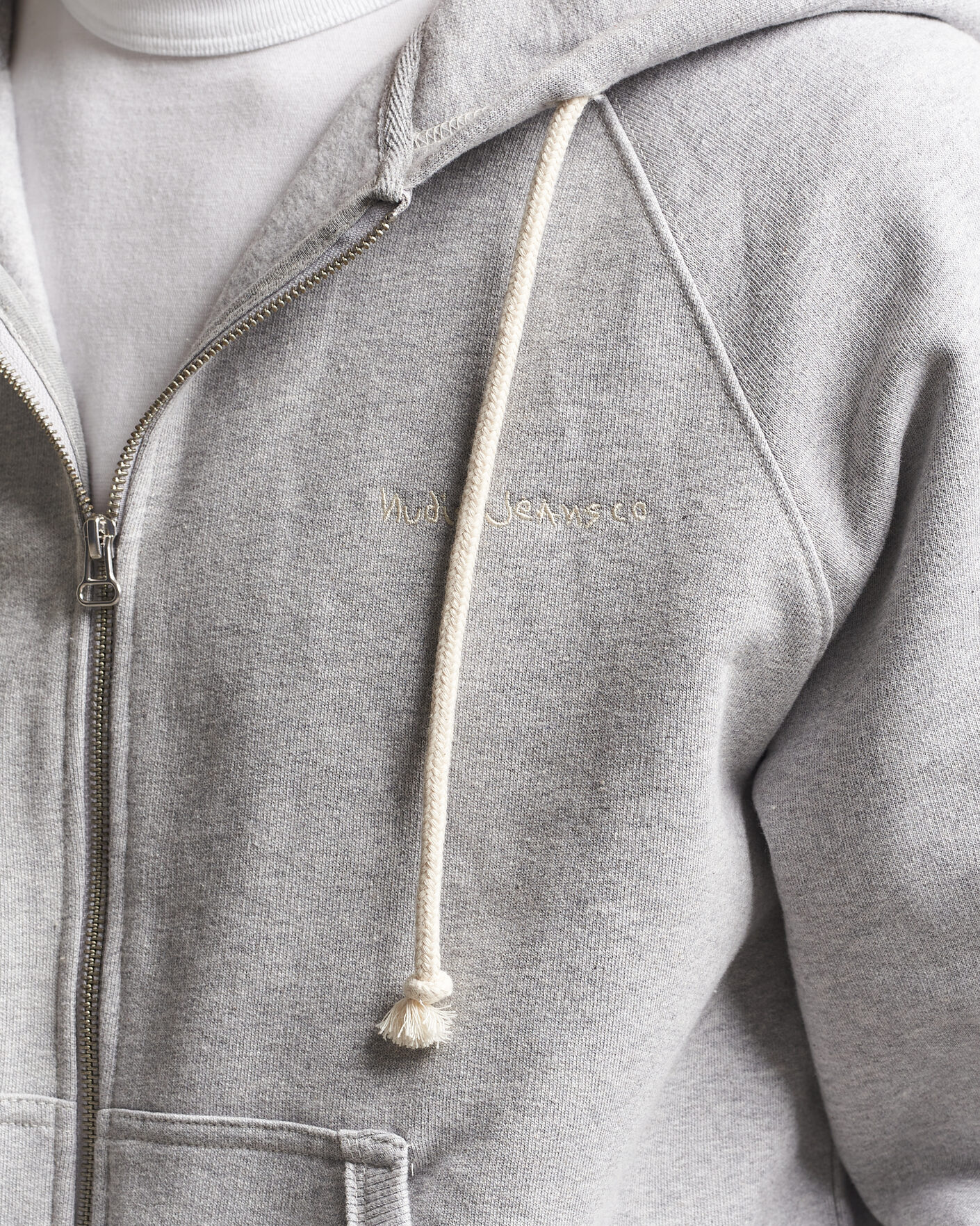 Homme | Pulls Et Tricots | Nudie Jeans | Gunde Logo Full Zip Hoodie Grey Melange