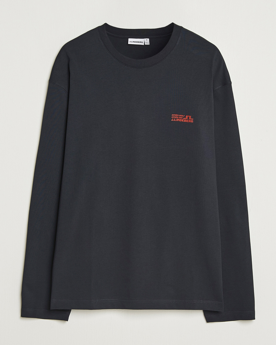Homme | T-shirts | J.Lindeberg | Walsh Printed Long Sleeve T-Shirt Black