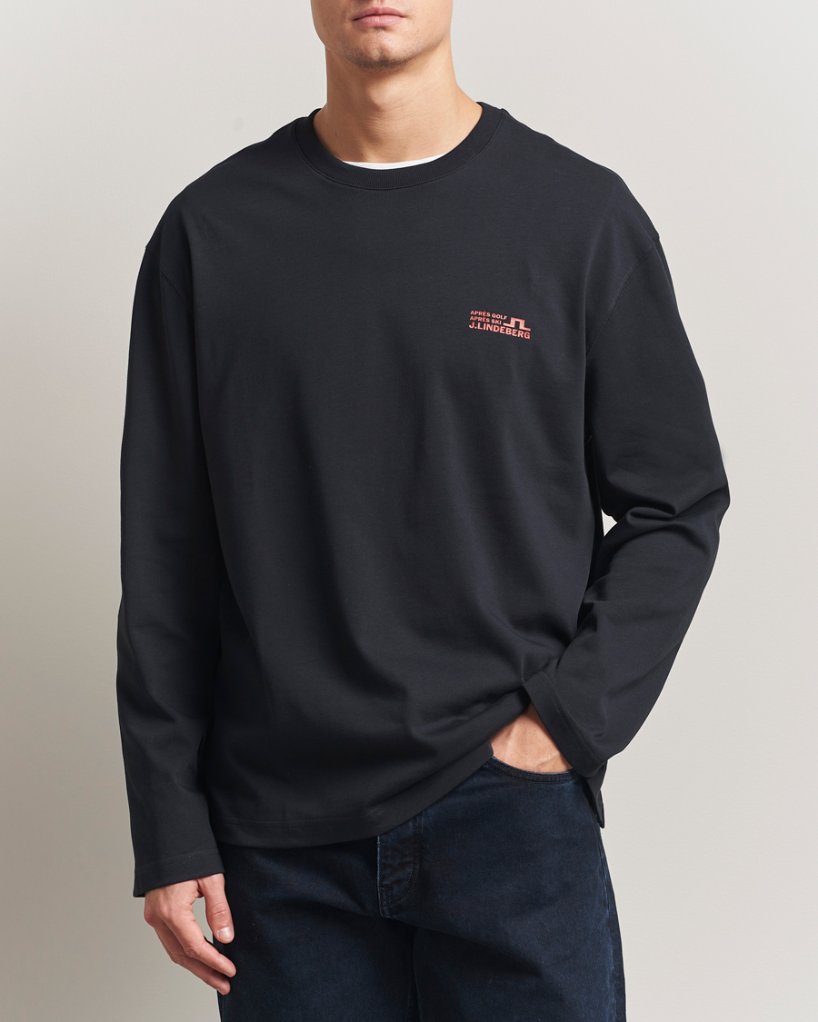 Homme | T-shirts | J.Lindeberg | Walsh Printed Long Sleeve T-Shirt Black