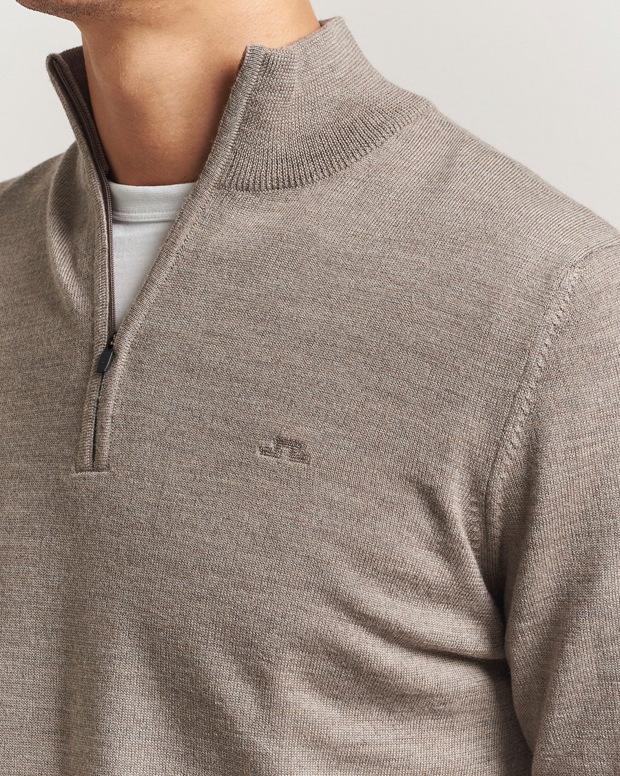 Homme | Pulls Et Tricots | J.Lindeberg | Kiyan Merino Half Zip Brindle Melange