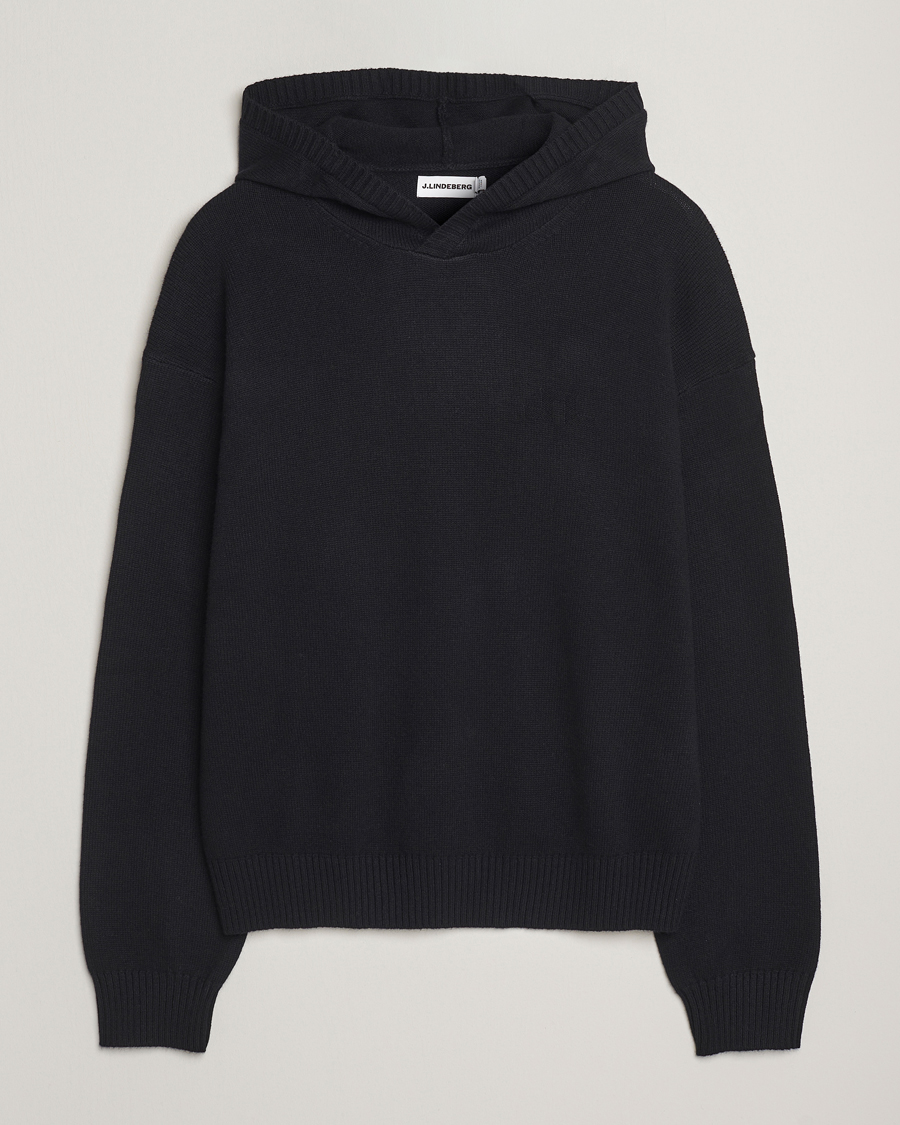 Homme | Pulls Et Tricots | J.Lindeberg | Edward Wool Knitted Hoodie Black