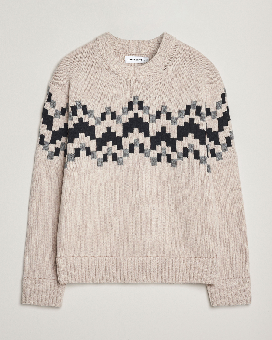 Homme | Pulls Et Tricots | J.Lindeberg | Faris Wool Knitted Fairisle Sweater Moonbeam