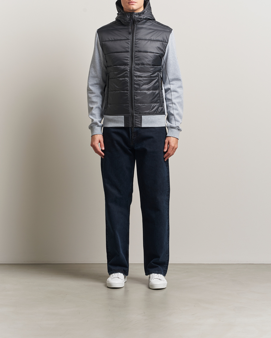 Homme | Pulls Et Tricots | J.Lindeberg | Seth Hybrid Hooded Full Zip Medium Grey Melange