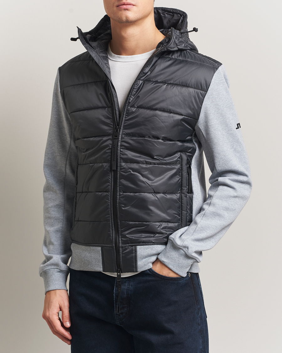 Homme | Manteaux Et Vestes | J.Lindeberg | Seth Hybrid Hooded Full Zip Medium Grey Melange