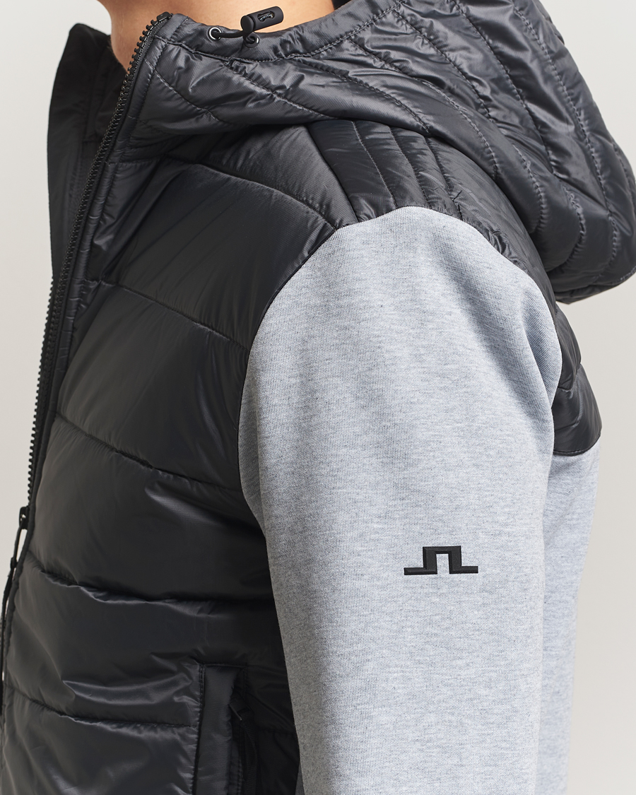 Homme | Pulls Et Tricots | J.Lindeberg | Seth Hybrid Hooded Full Zip Medium Grey Melange