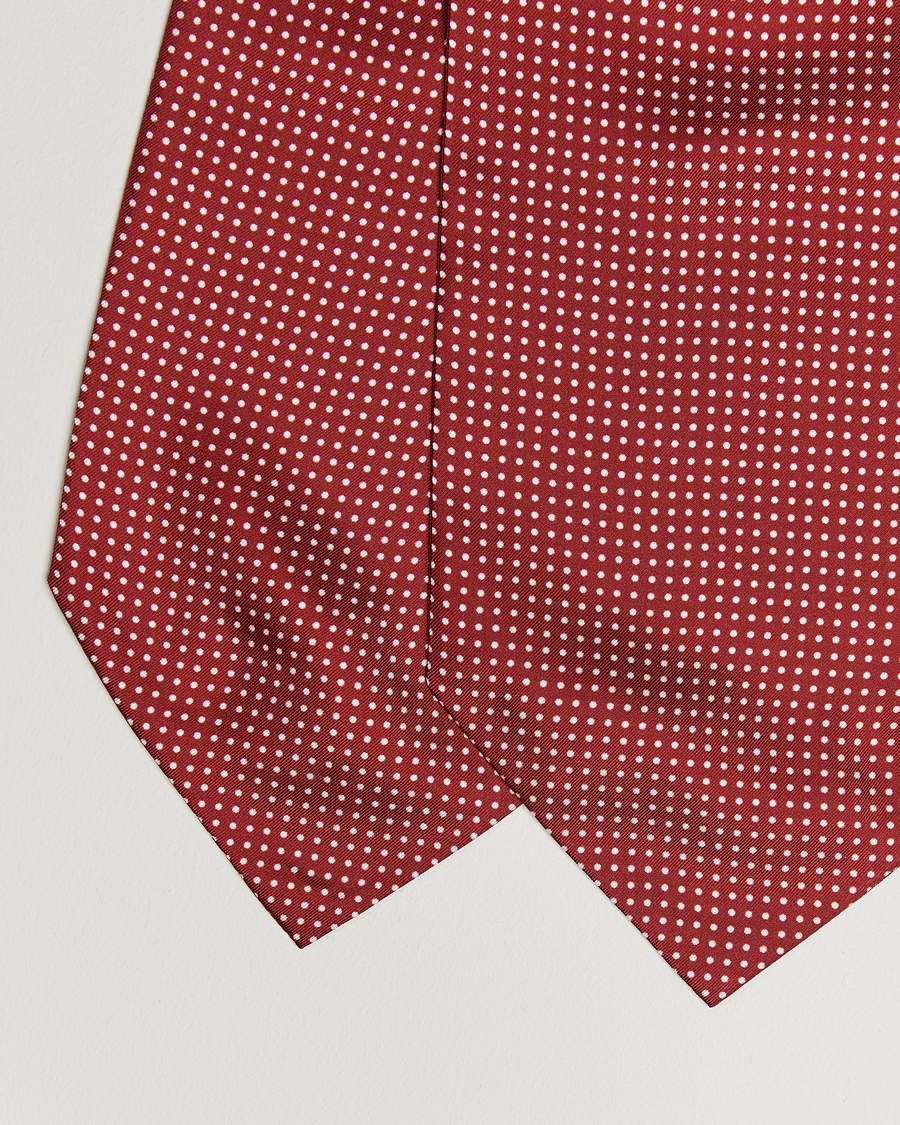 Homme | Écharpes | Amanda Christensen | Silk Twill Micro Dot Ascot Wine Red