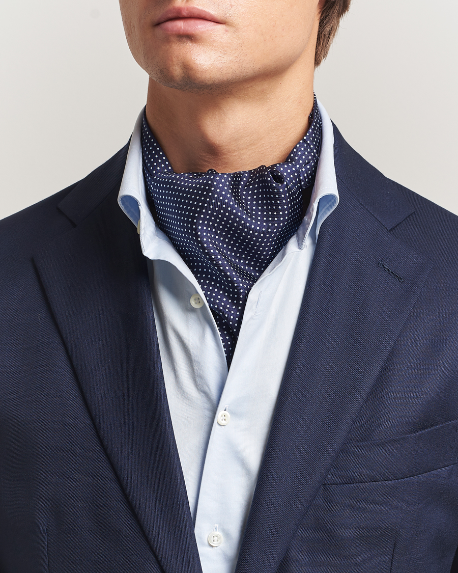 Homme | Écharpes | Amanda Christensen | Silk Twill Micro Dot Ascot Navy