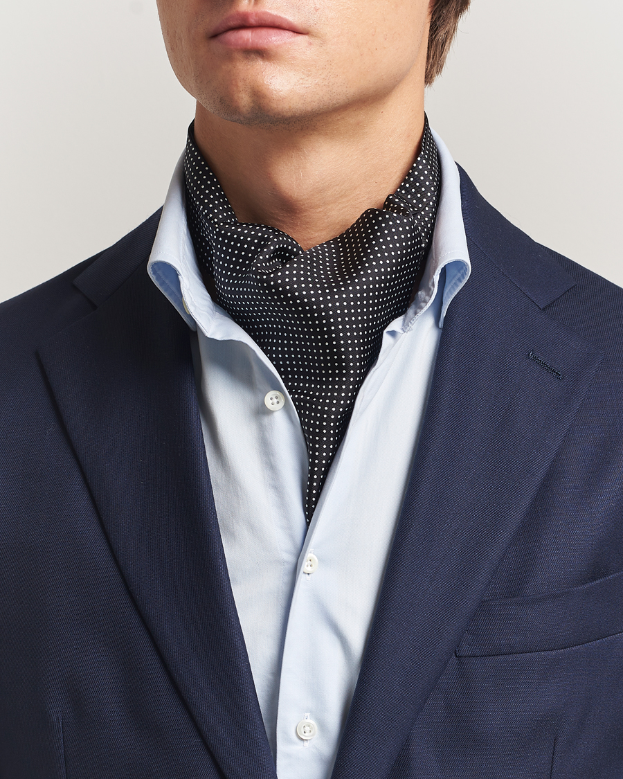 Homme | Écharpes | Amanda Christensen | Silk Twill Micro Dot Ascot Black