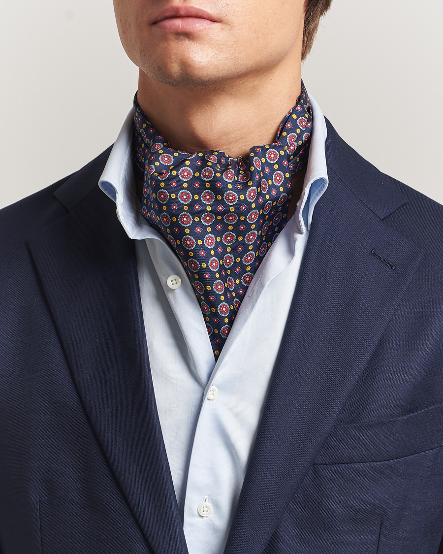 Homme | Écharpes | Amanda Christensen | Silk Twill Medallion Ascot Navy