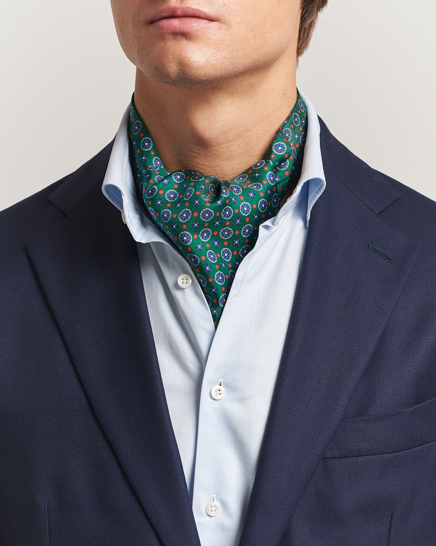 Homme | Écharpes | Amanda Christensen | Silk Twill Medallion Ascot Bottle Green