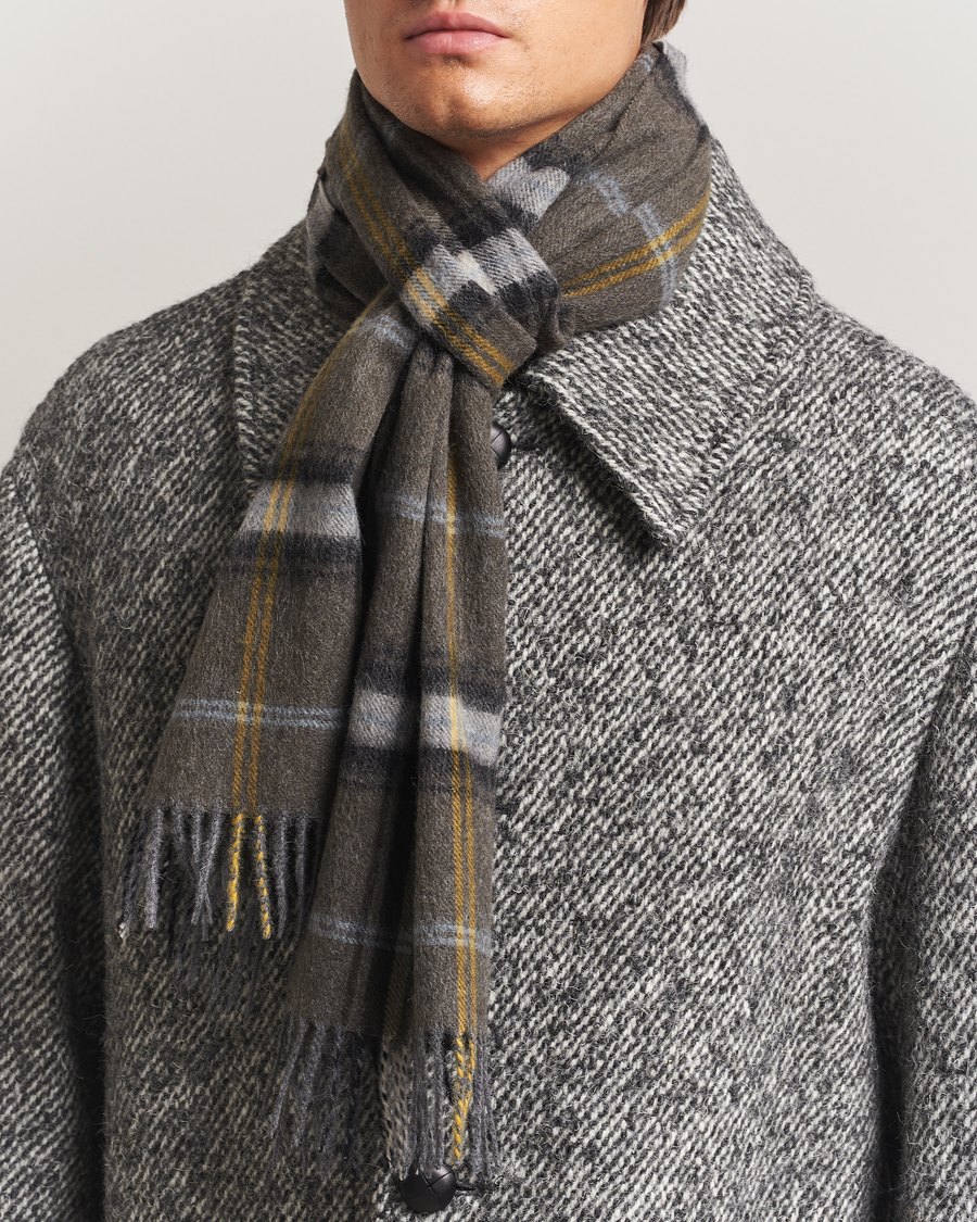 Homme | Amanda Christensen Wool Checked Scarf Olive | Amanda Christensen | Wool Checked Scarf Olive