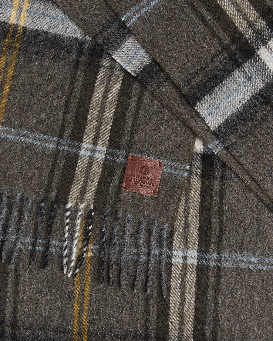 Homme | Amanda Christensen Wool Checked Scarf Olive | Amanda Christensen | Wool Checked Scarf Olive