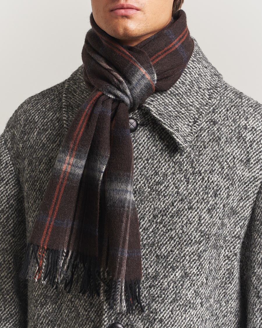 Homme | Amanda Christensen Wool Checked Scarf Brown | Amanda Christensen | Wool Checked Scarf Brown