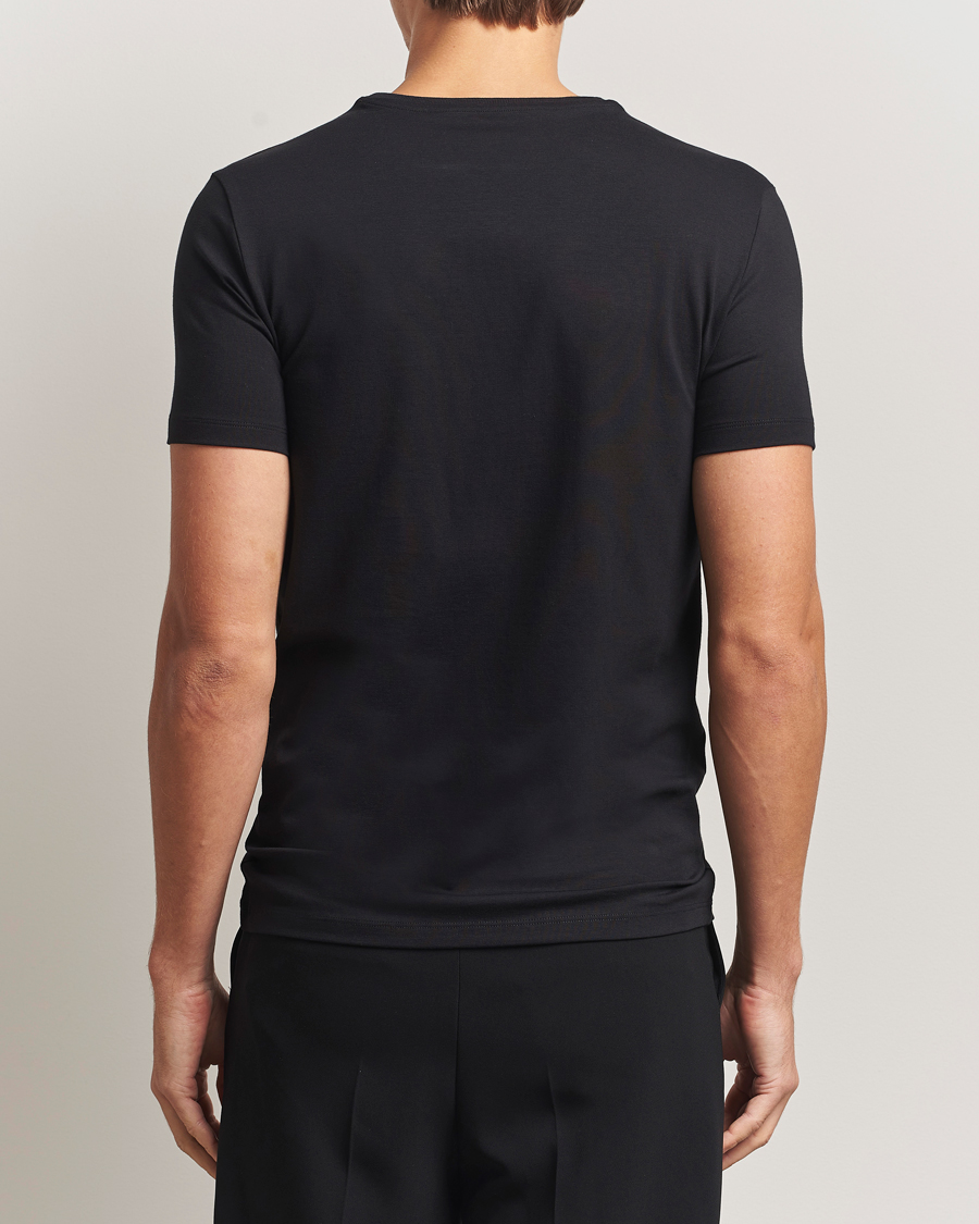 Homme | T-shirts | Falke | 2-Pack Cotton V-Neck T-Shirt Black