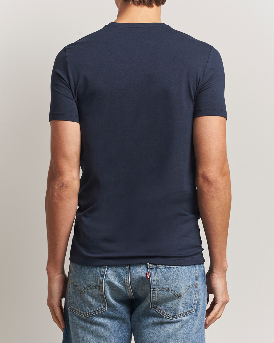 Homme | T-shirts | Falke | 2-Pack Cotton V-Neck T-Shirt Midnight