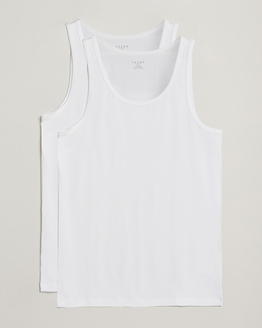 Homme | T-shirts | Falke | 2-Pack Cotton Tank Top White
