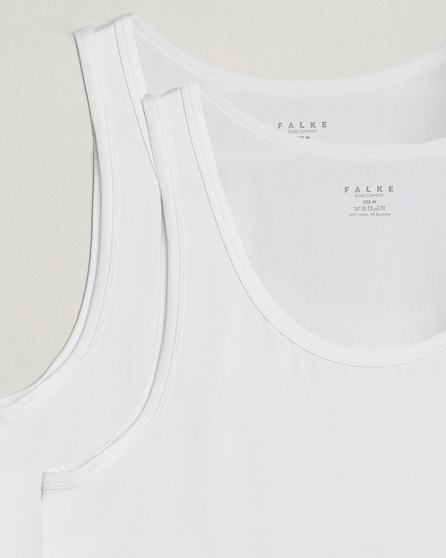 Homme | T-shirts | Falke | 2-Pack Cotton Tank Top White