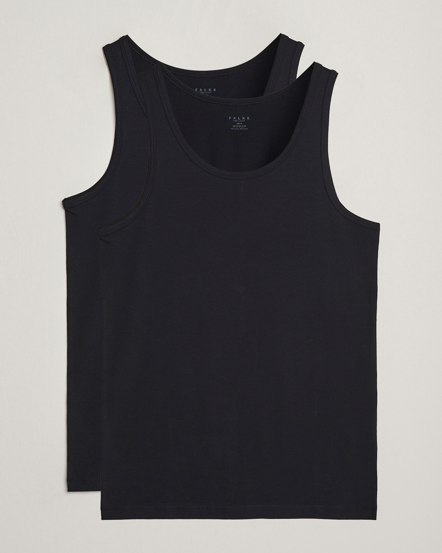 Homme | T-shirts | Falke | 2-Pack Cotton Tank Top Black