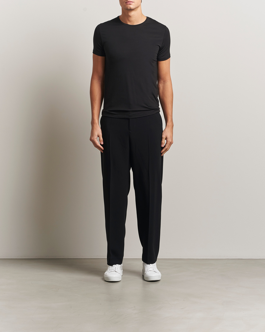 Homme | T-shirts | Falke | Clima Wool Crew Neck T-Shirt Black