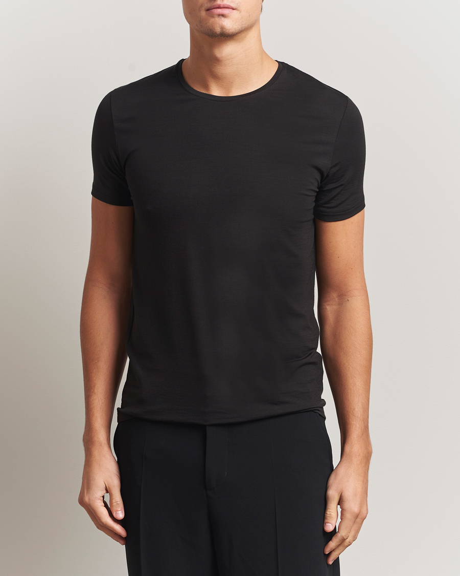 Homme | T-shirts | Falke | Clima Wool Crew Neck T-Shirt Black