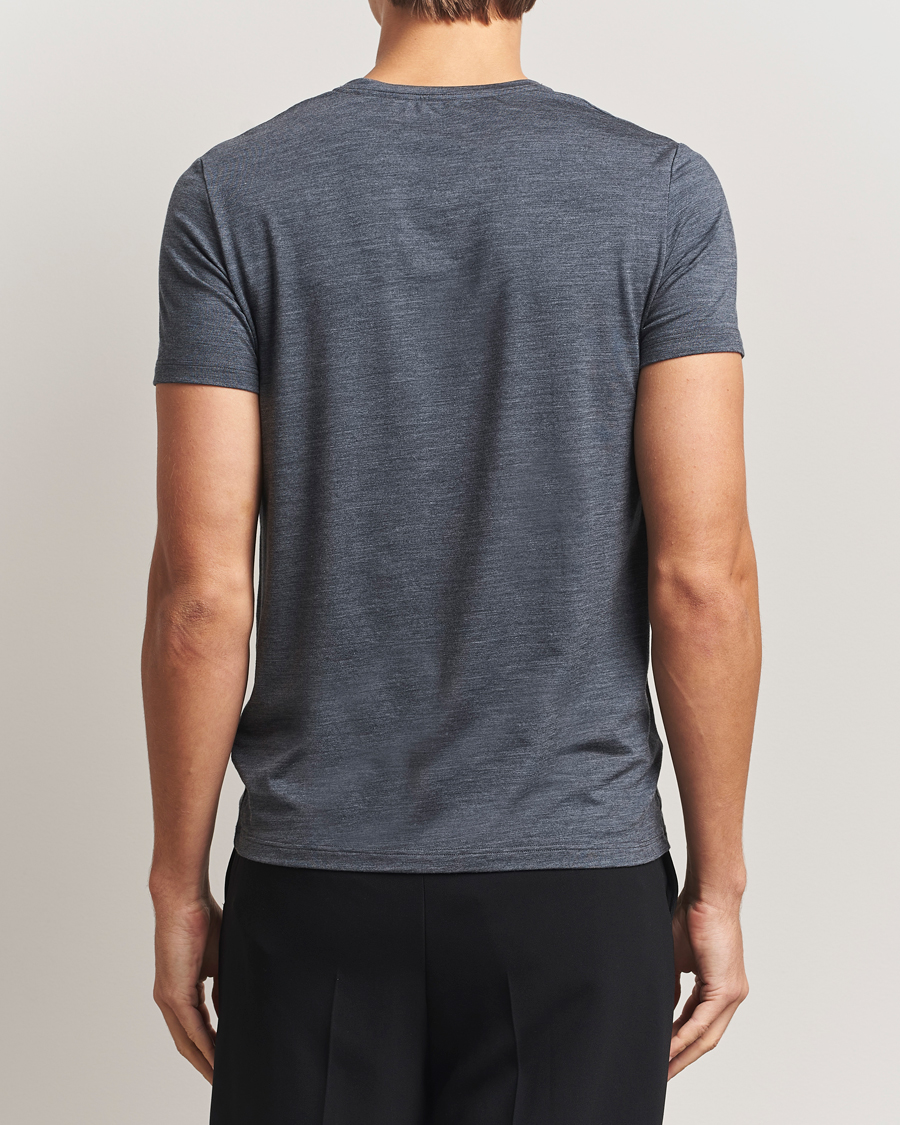 Homme | T-shirts | Falke | Clima Wool Crew Neck T-Shirt Dark Grey Heather