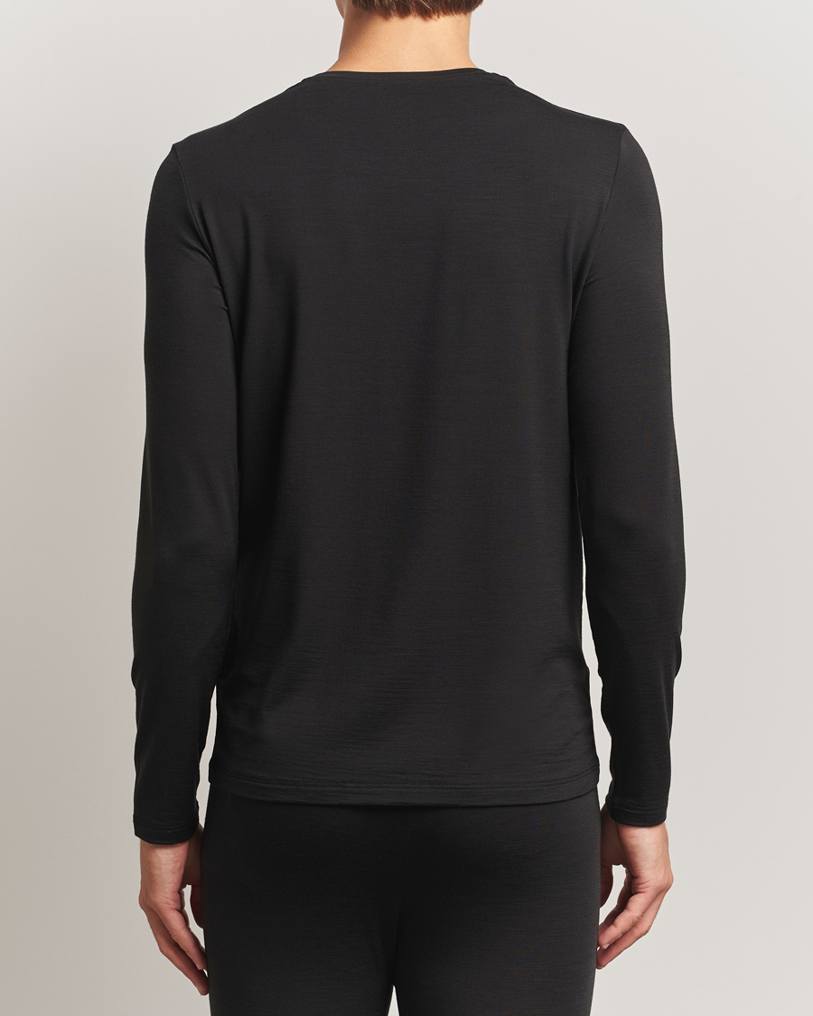 Homme | T-shirts | Falke | Clima Wool Wool Long Sleeve T-Shirt Black