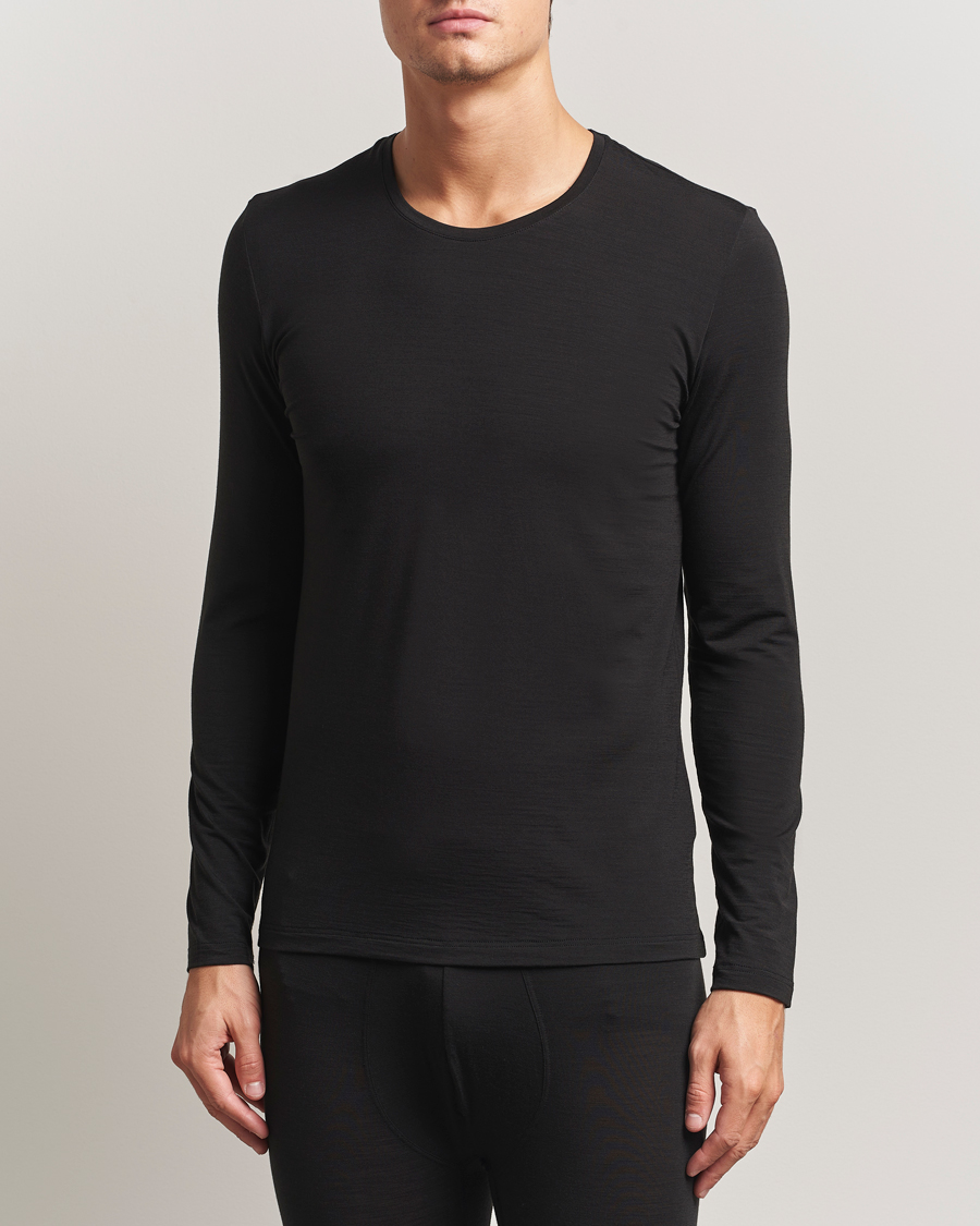 Homme | T-shirts | Falke | Clima Wool Wool Long Sleeve T-Shirt Black