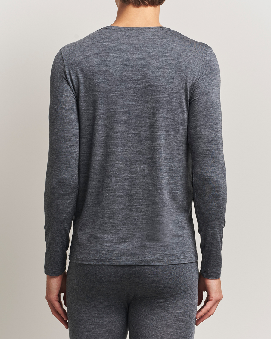 Homme | T-shirts | Falke | Clima Wool Wool Long Sleeve T-Shirt Dark Grey Heather