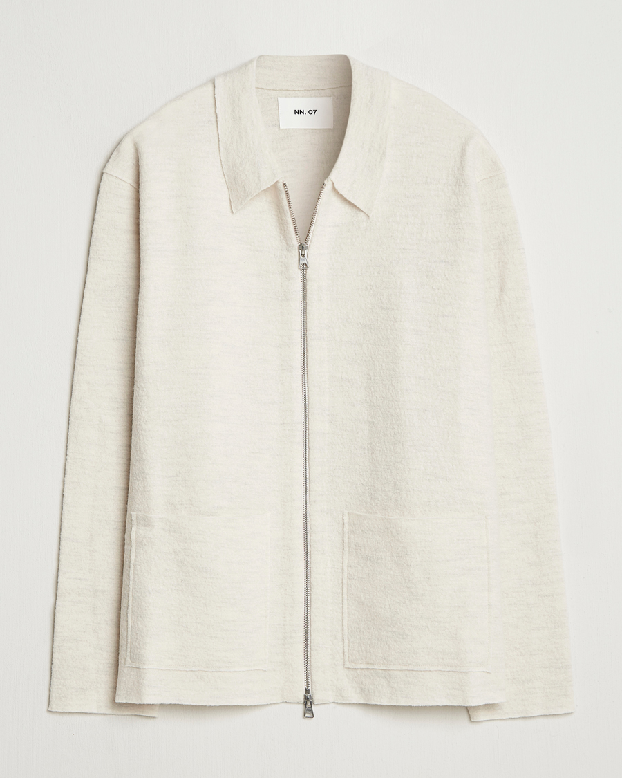 Homme | Pulls Et Tricots | NN07 | Jonas Boiled Wool Full Zip Ivory