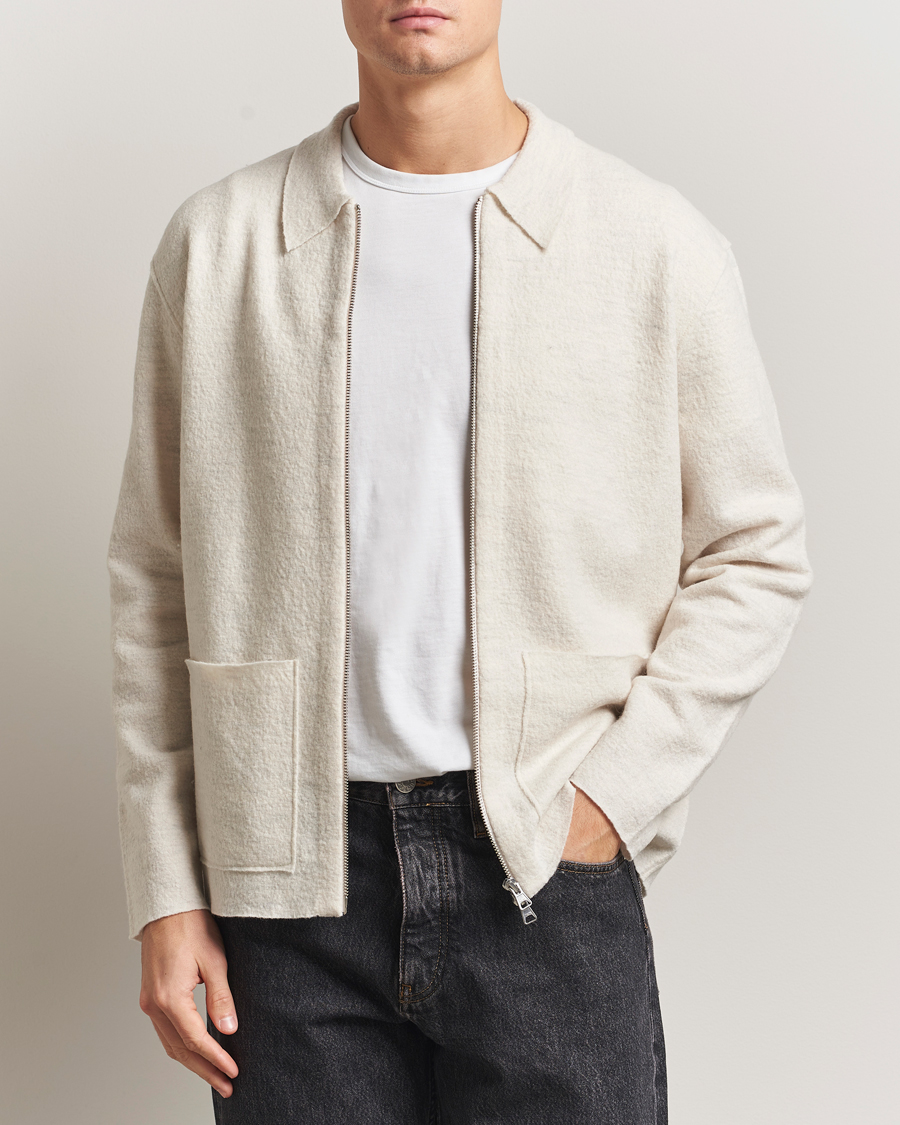 Homme | Pulls Et Tricots | NN07 | Jonas Boiled Wool Full Zip Ivory