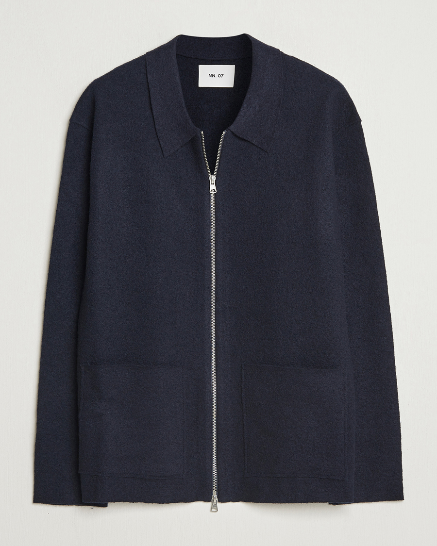 Homme | Pulls Et Tricots | NN07 | Jonas Boiled Wool Full Zip Navy Blue