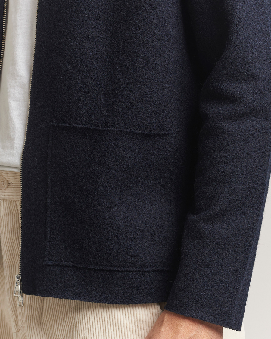 Homme | Pulls Et Tricots | NN07 | Jonas Boiled Wool Full Zip Navy Blue