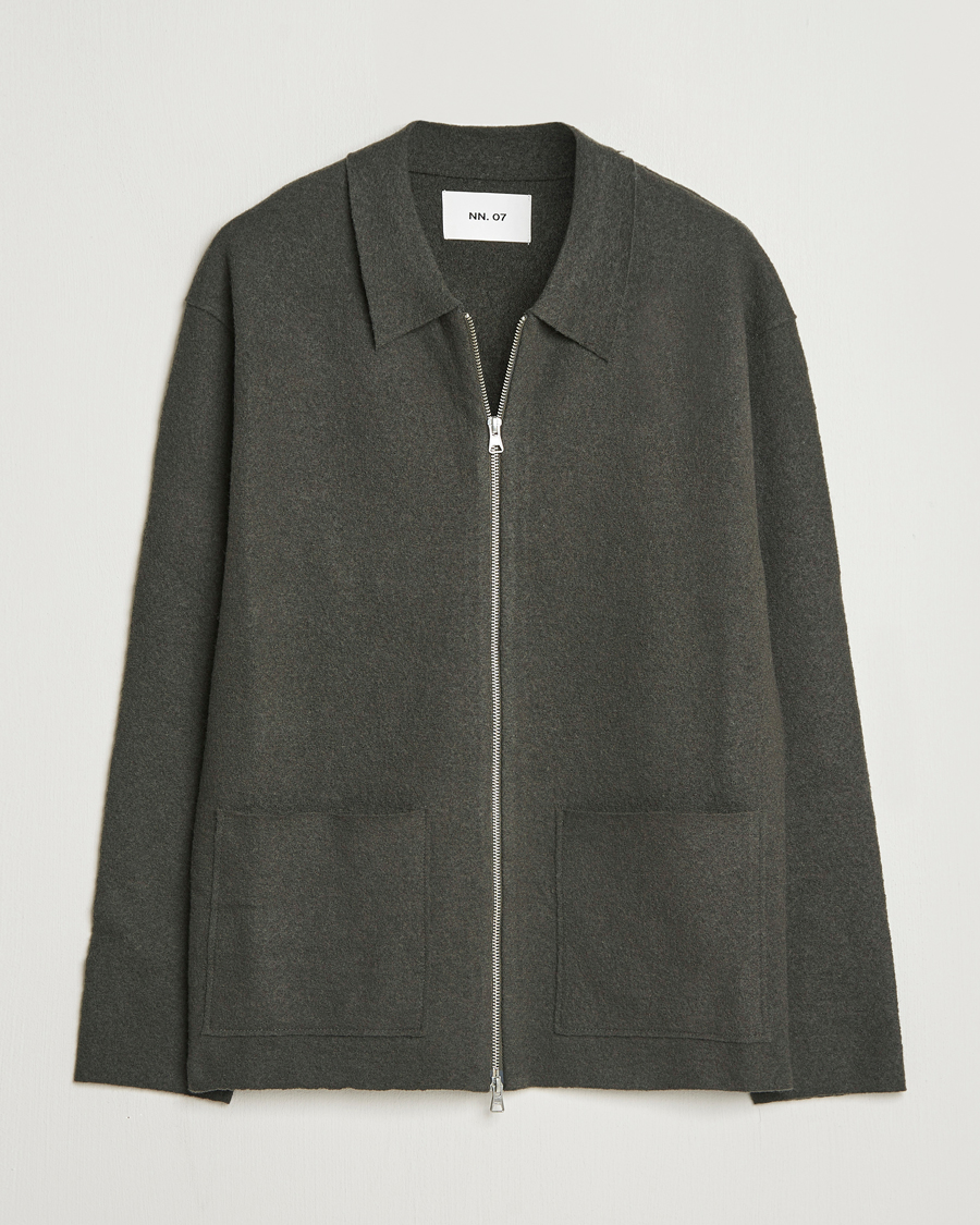 Homme | Pulls Et Tricots | NN07 | Jonas Boiled Wool Full Zip Dark Army