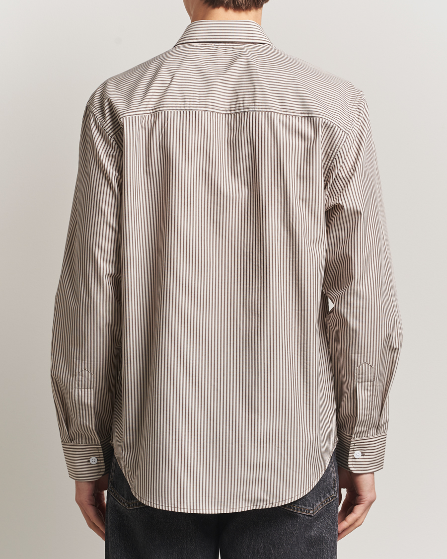 Homme | Chemises | NN07 | Quinsy Striped Embroidered Shirt Brown