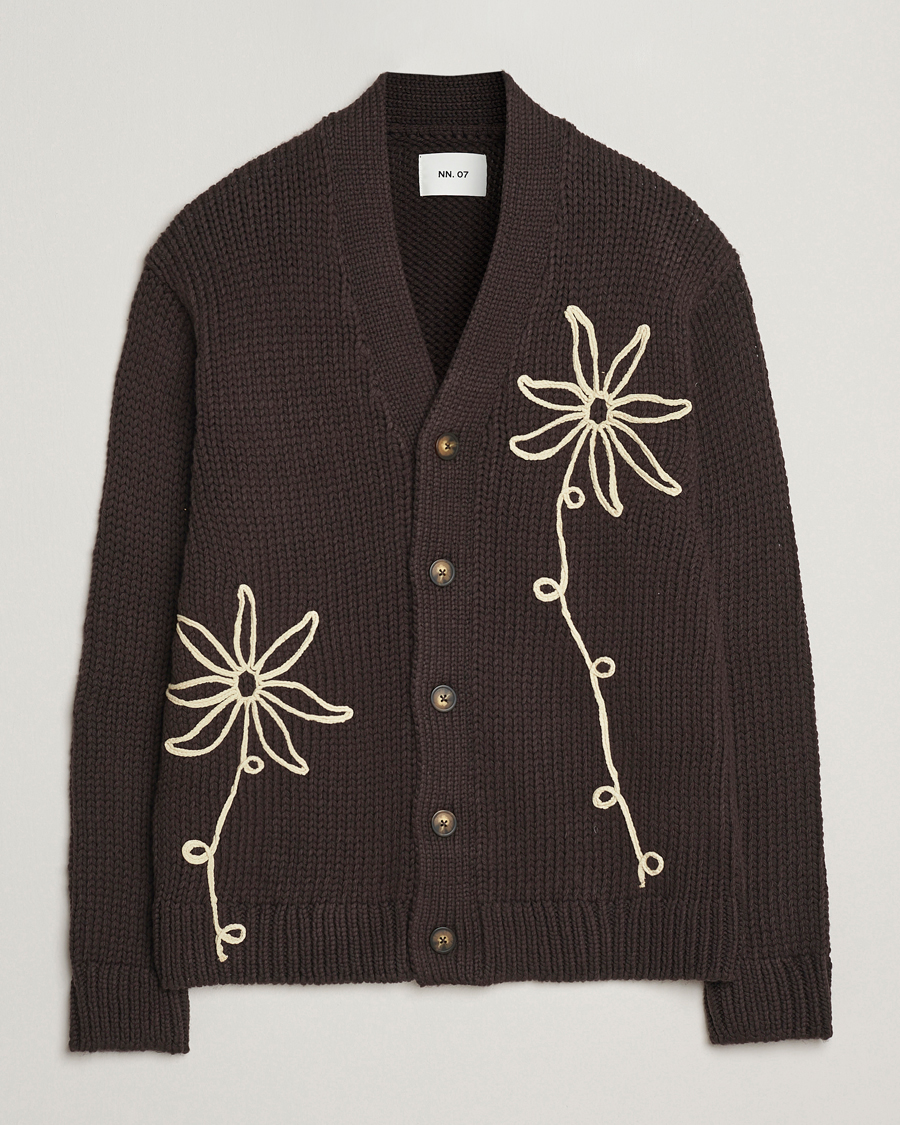 Homme | Pulls Et Tricots | NN07 | Mika Knitted Flower Cardigan Dusky Port