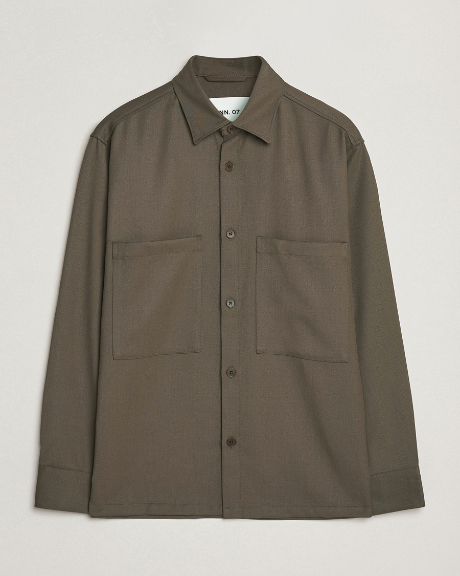 Homme | Chemises | NN07 | Freddy Wool/Tencel Overshirt Mable Husk