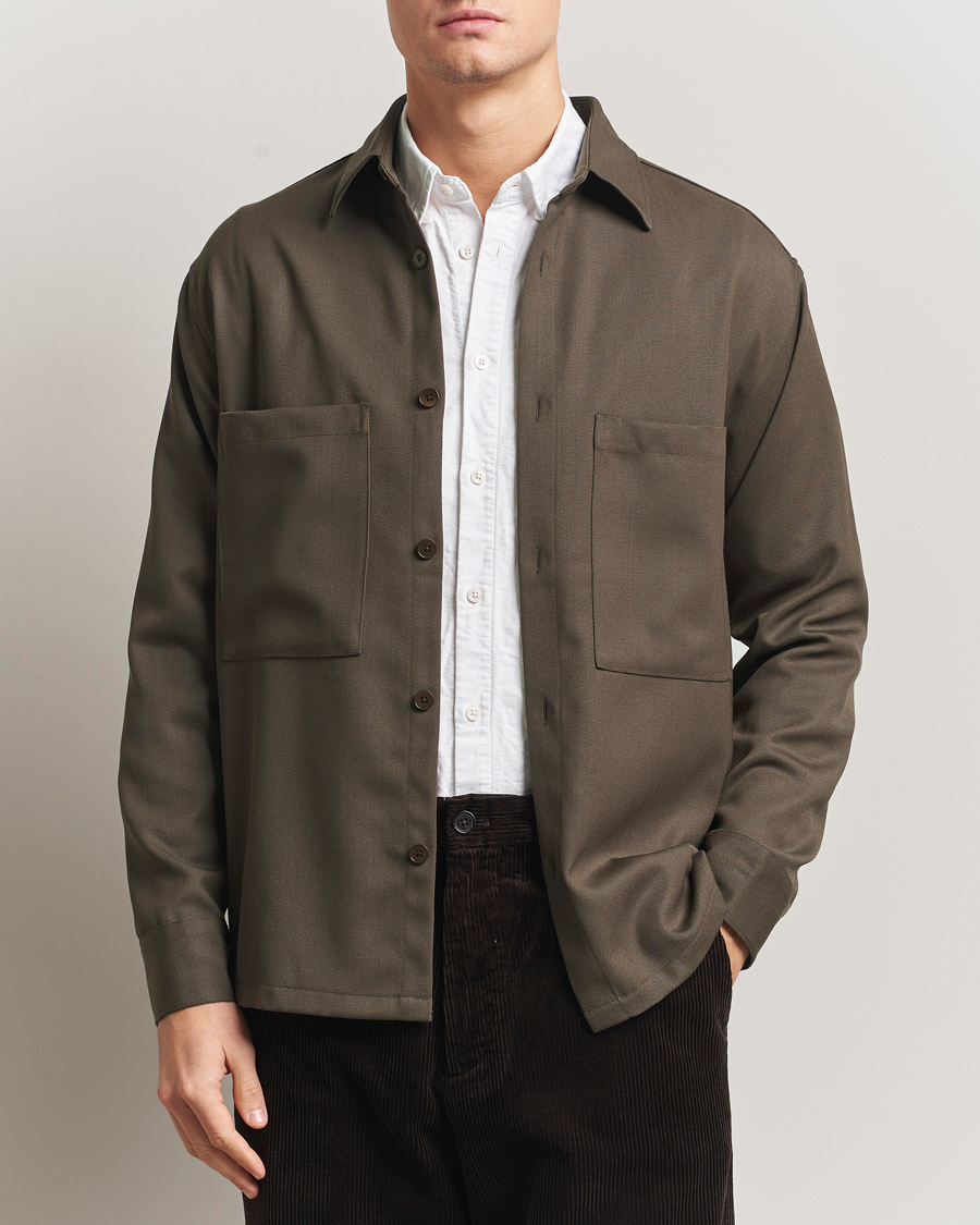 Homme | Chemises | NN07 | Freddy Wool/Tencel Overshirt Mable Husk