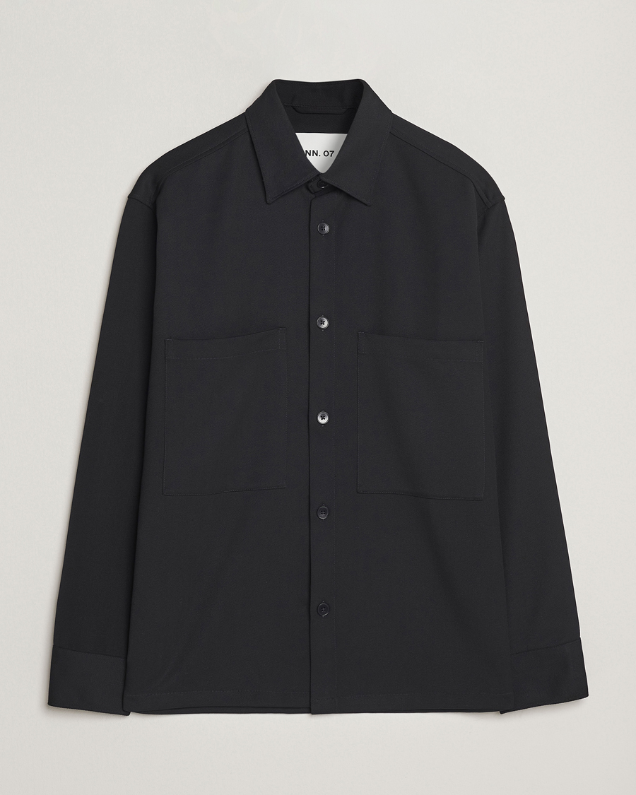 Homme | Chemises | NN07 | Freddy Wool/Tencel Overshirt Black