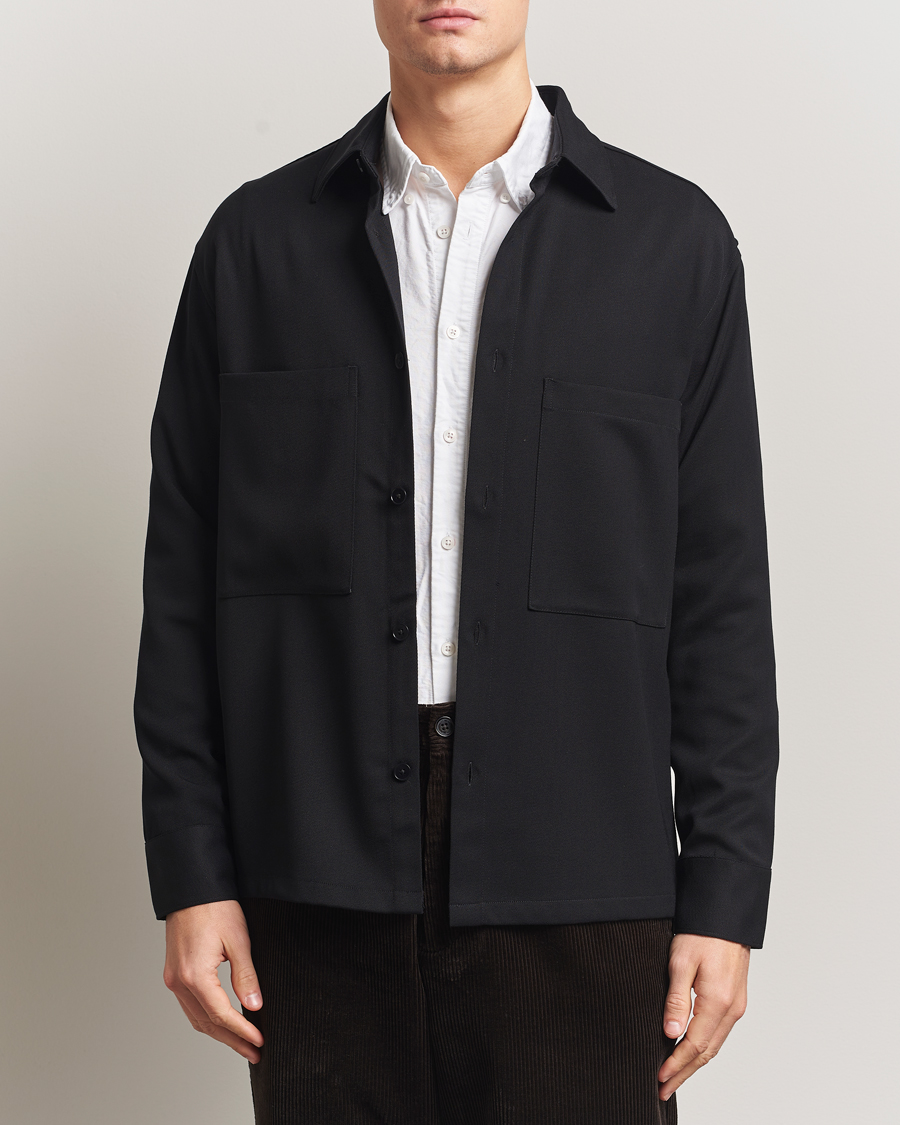 Homme | Chemises | NN07 | Freddy Wool/Tencel Overshirt Black