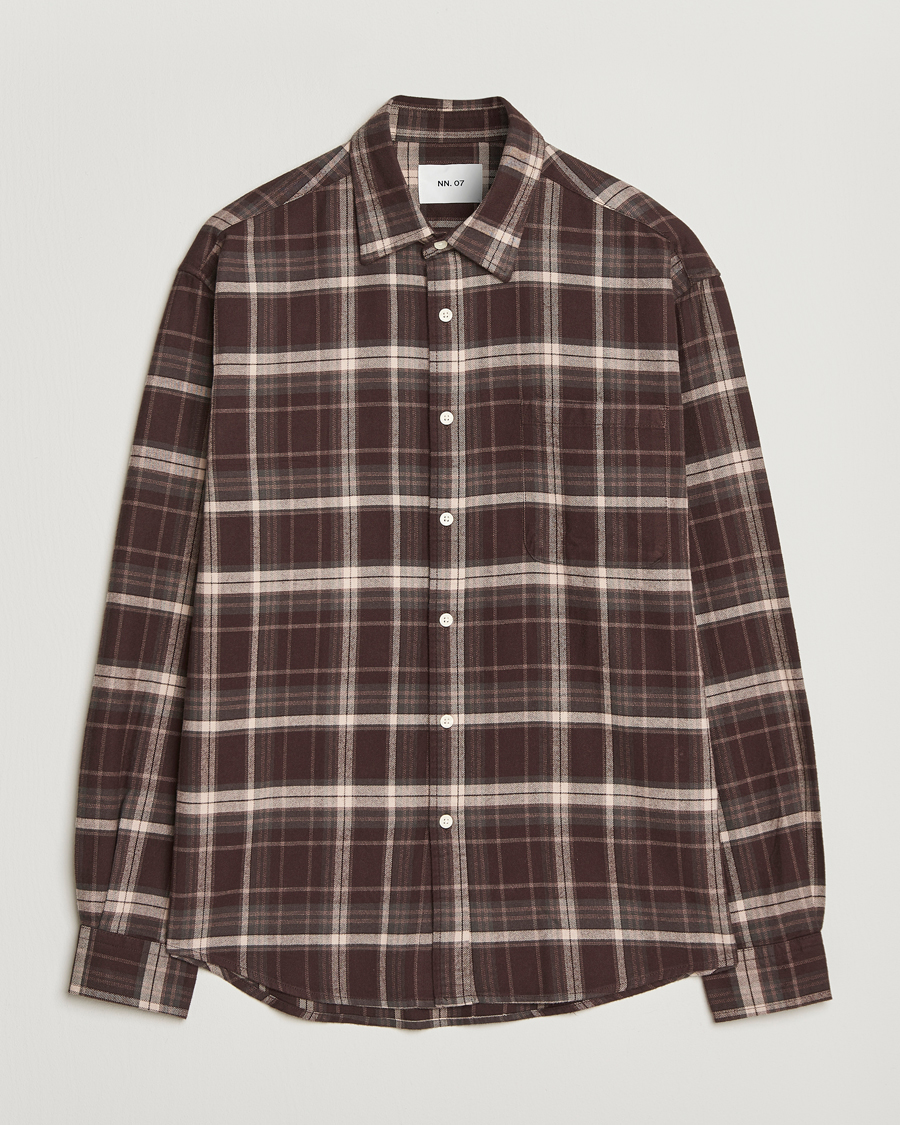 Homme | Chemises | NN07 | Deon Flannel Checked Shirt Dusky Port