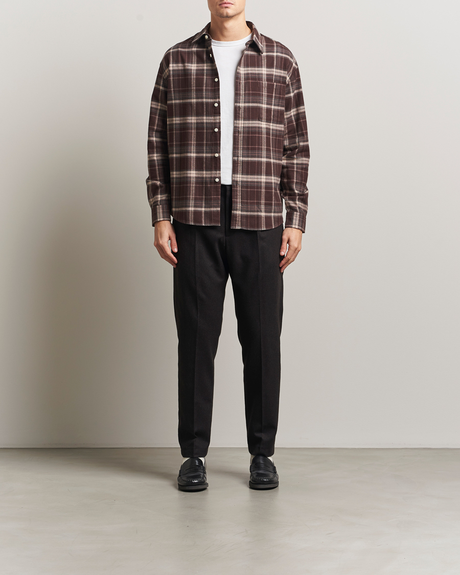 Homme | Chemises | NN07 | Deon Flannel Checked Shirt Dusky Port