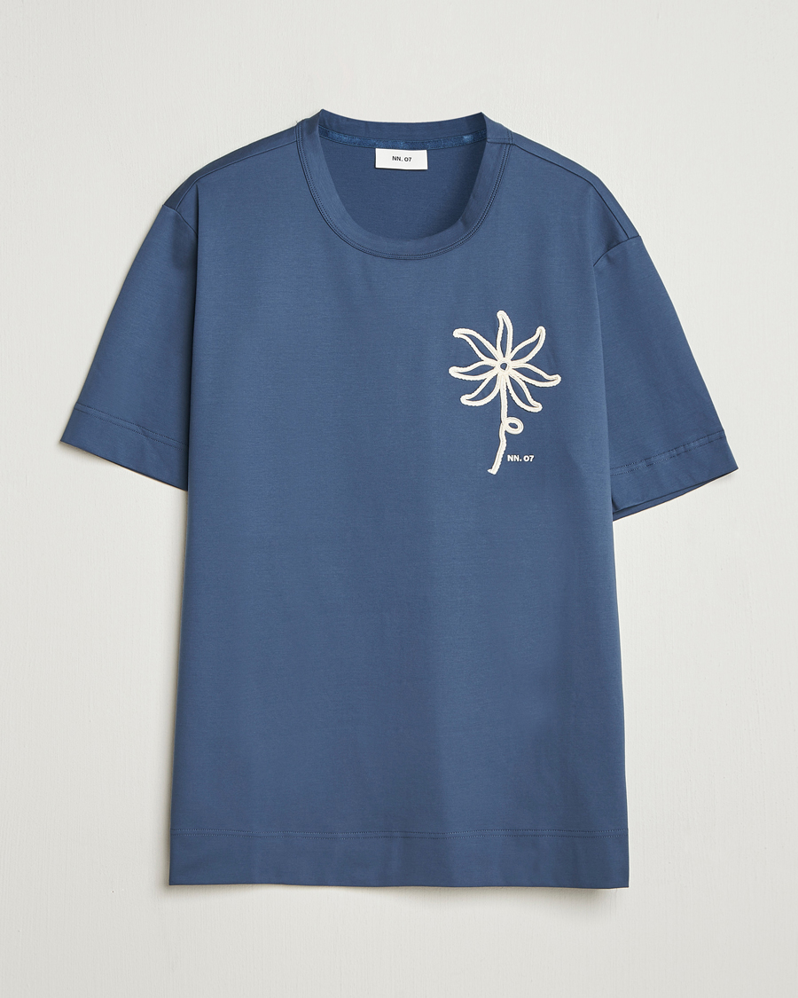 Homme | T-shirts | NN07 | Pedro Embroidered T-Shirt Denim Blue