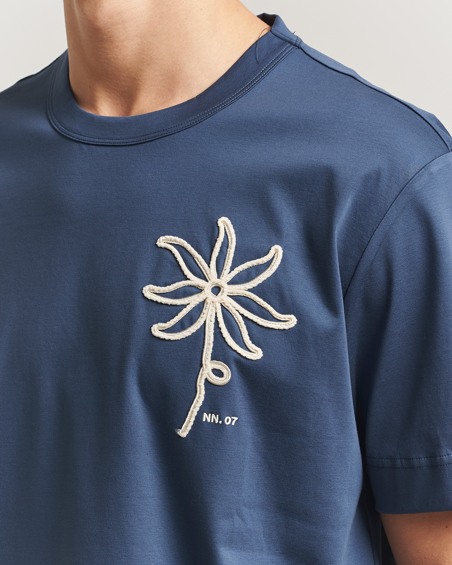 Homme | T-shirts | NN07 | Pedro Embroidered T-Shirt Denim Blue