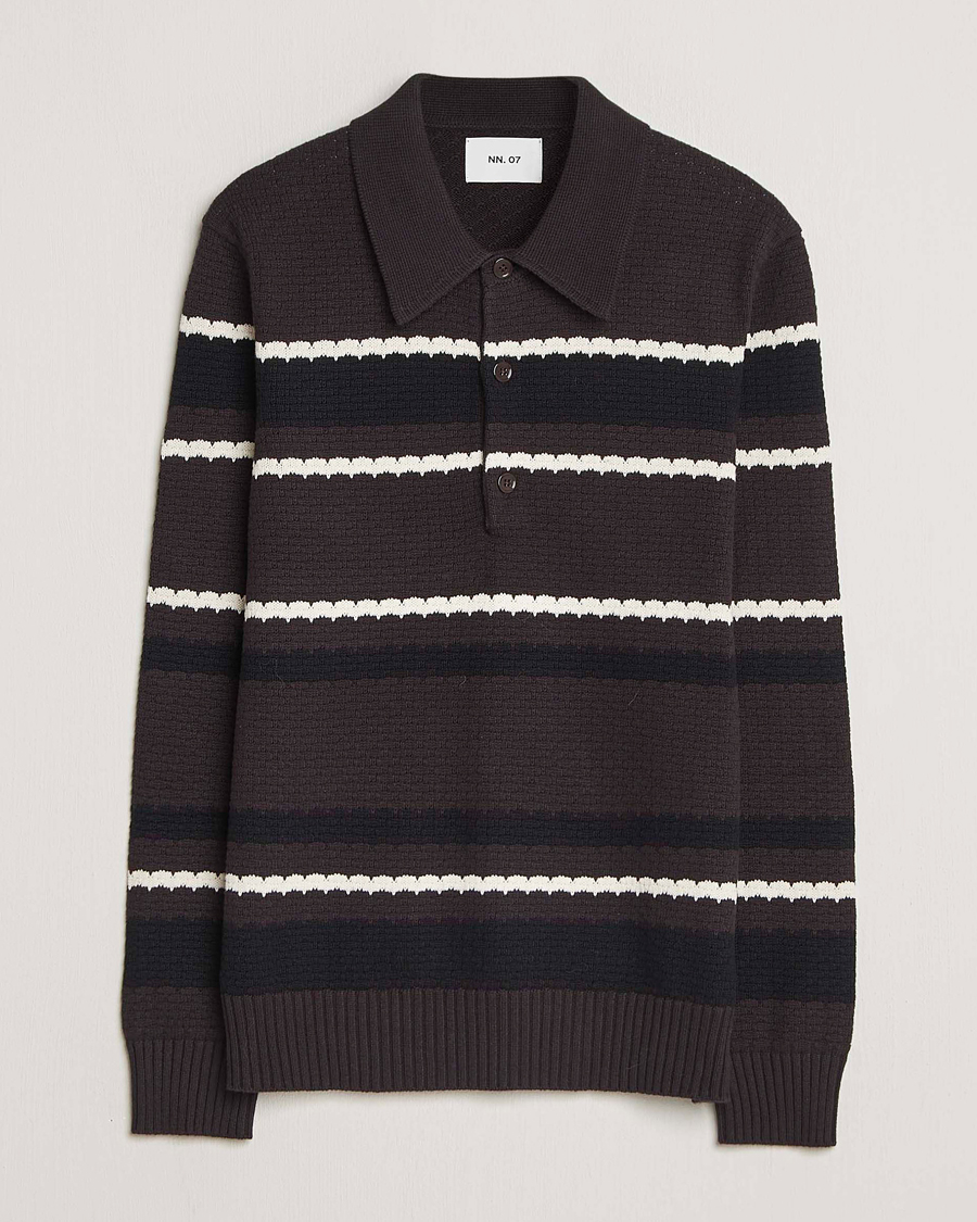 Homme | Pulls Et Tricots | NN07 | Alfie Striped Knitted Polo Dusky Port