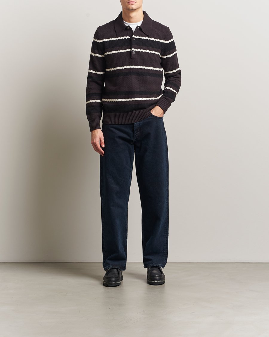 Homme | Pulls Et Tricots | NN07 | Alfie Striped Knitted Polo Dusky Port