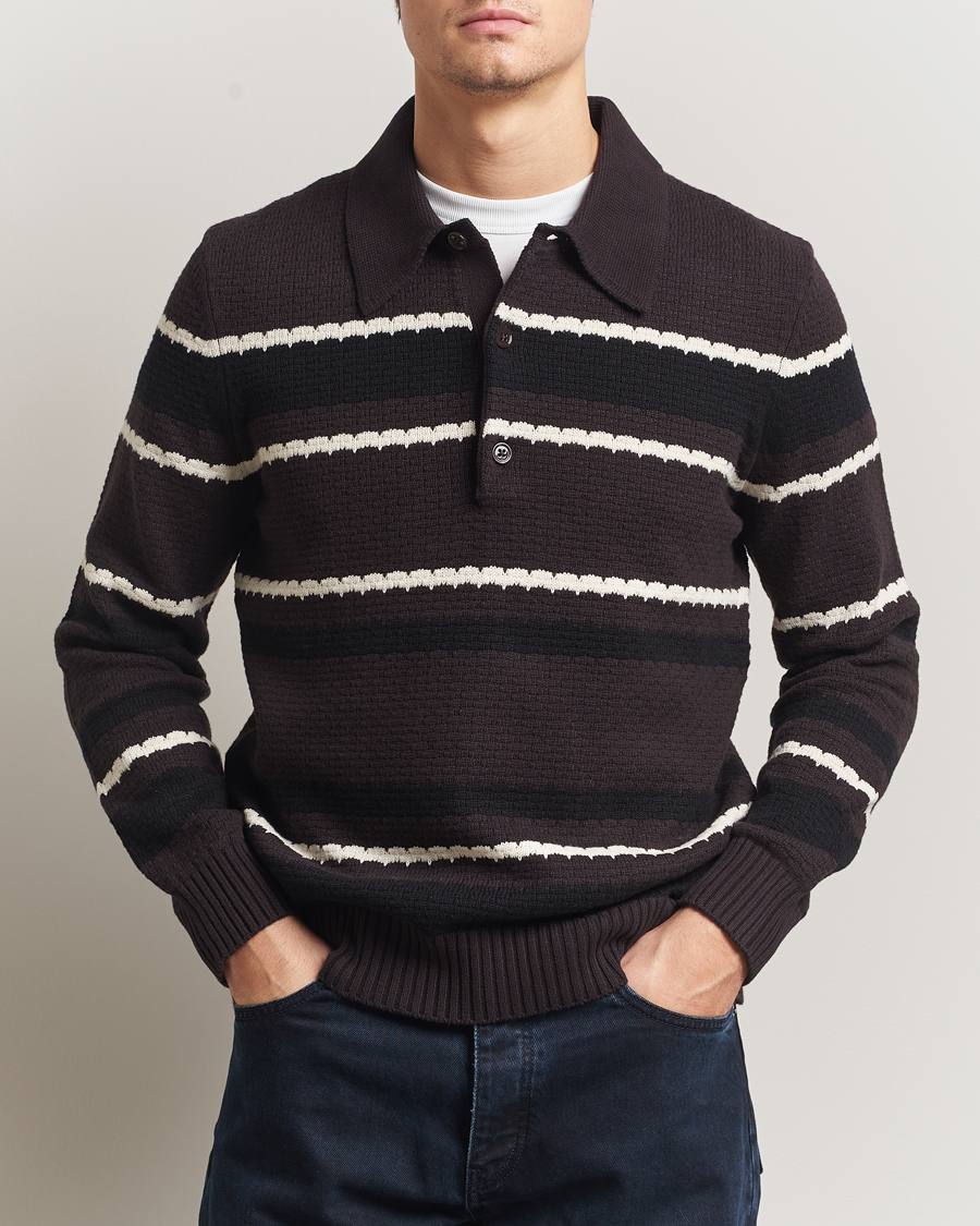 Homme | Pulls Et Tricots | NN07 | Alfie Striped Knitted Polo Dusky Port