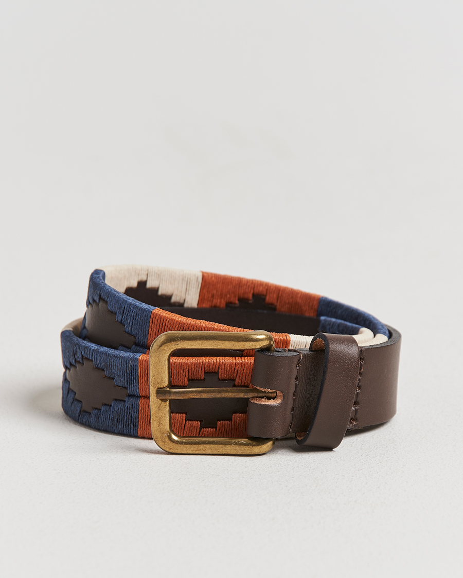 Homme | Ceintures | Pampeano | Aurora Hand Stitched Classic Leather Belt 3,5cm Orange