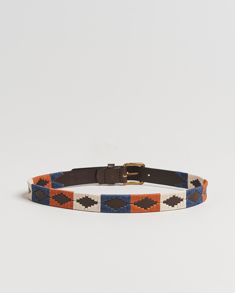 Homme | Ceintures | Pampeano | Aurora Hand Stitched Classic Leather Belt 3,5cm Orange
