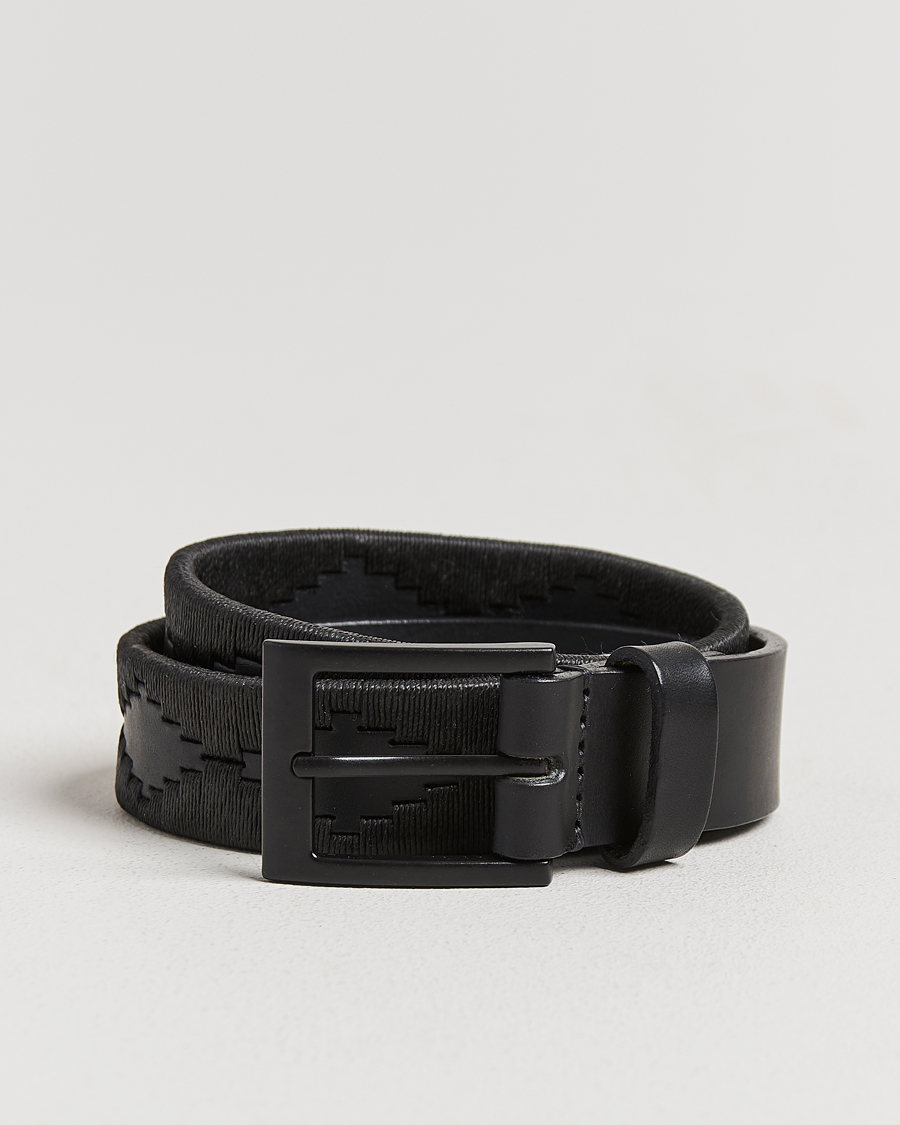 Homme | Ceintures | Pampeano | Bordado Hand Stitched Classic Leather Belt 3,5cm Black