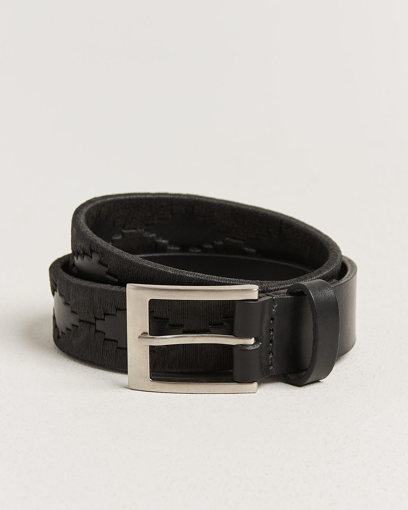 Homme | Ceintures | Pampeano | Bordado Hand Stitched Classic Leather Belt 3,5cm Black